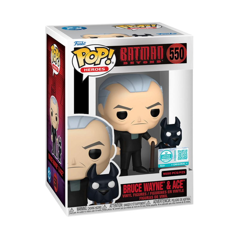 Funko Pop! Batman Beyond Bruce Wayne and Ace #550 Supreme Limited Edition figure shown inside original retail packaging