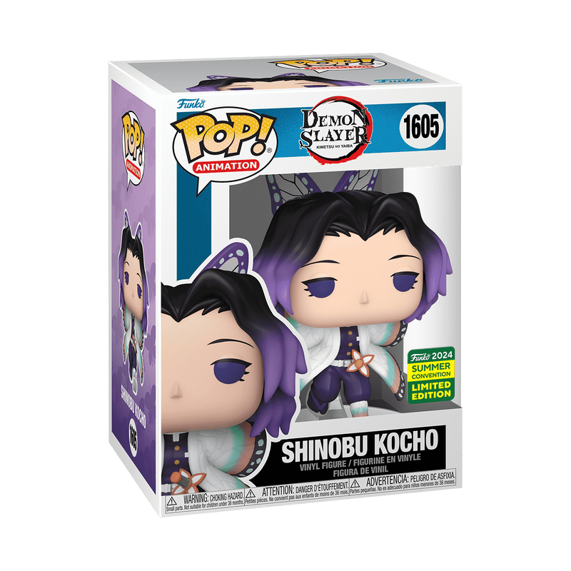 Shinobu Kocho Funko Pop! #1605 SDCC 2024 Shared Edition stock photo in-box from Demon Slayer