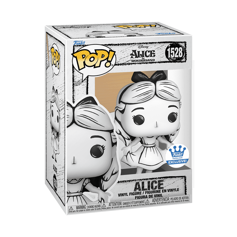 Alice Curtsying Sketched Funko Pop! #1528 Exclusive stock photo in-box from Disney Alice in Wonderland