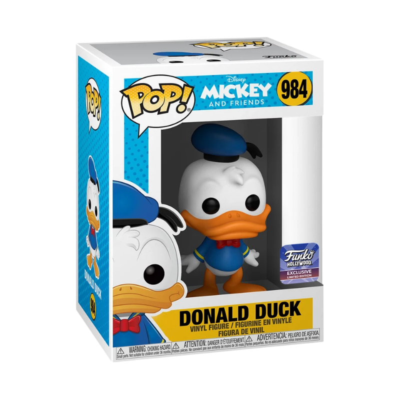 Donald Duck Funko Pop! #984 Funko Hollywood Exclusive stock photo in-box from Disney Mickey and Friends