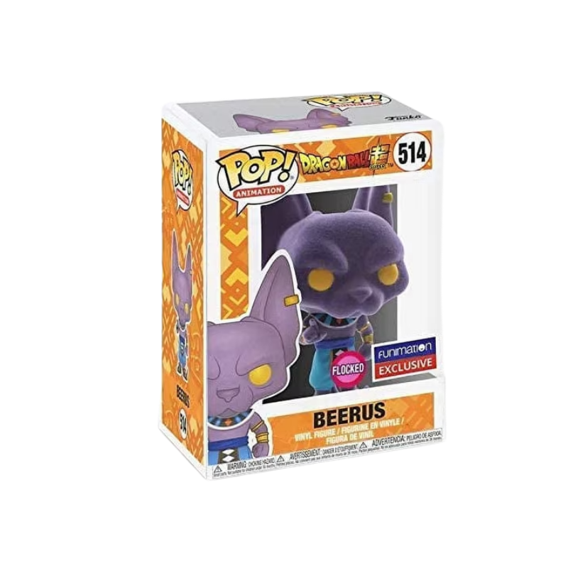 Beerus Funko Pop! #514 Funimation Exclusive Flocked stock photo in-box from Dragon Ball Super