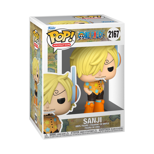 Funko Pop Sanji #2167 from One Piece, shown inside original Funko packaging.