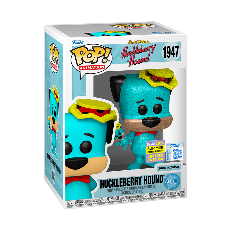 Huckleberry Hound Funko Pop #1947 Glitter Summer Convention Limited Edition in box packaging