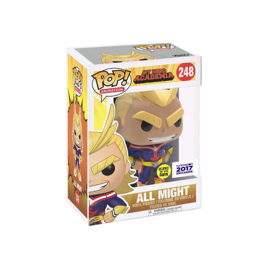 All Might Funko Pop! #248 Glow in the Dark Funimation Exclusive stock photo in-box from My Hero Academia