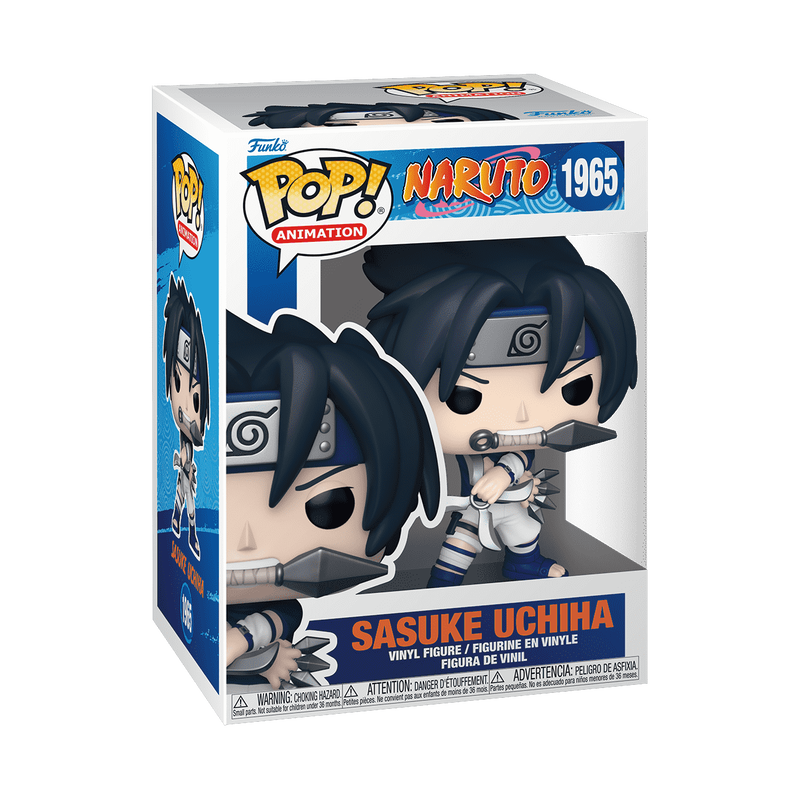 Sasuke Uchiha with Demon Wind Shuriken Funko Pop! #1965 stock photo in-box from Naruto