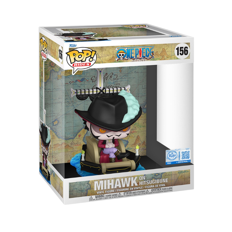 Dracule Mihawk on Hitsugibune Funko Pop! Rides #156 Specialty Series stock photo in-box from One Piece