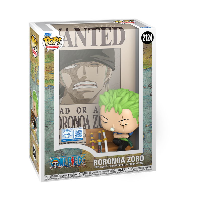 Roronoa Zoro Wanted Poster Funko Pop! #2124 Exclusive stock photo in-box from One Piece