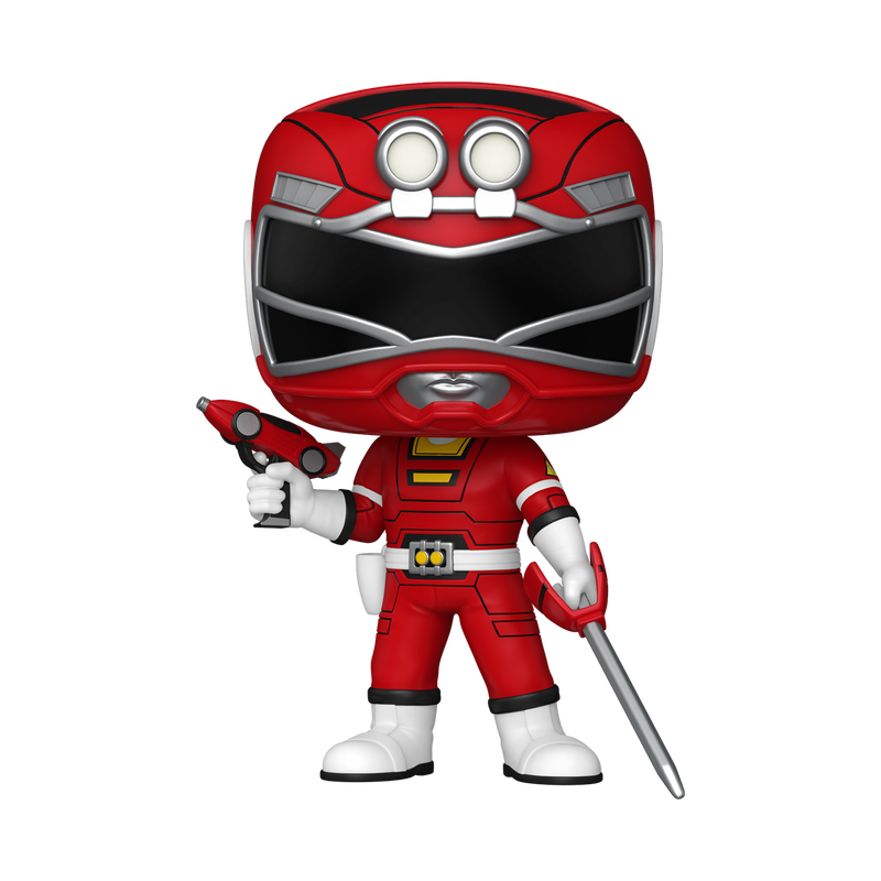 Power Rangers Turbo Red Turbo Ranger Funko Pop Figure Holding Turbo Blaster and Turbo Lightning Sword