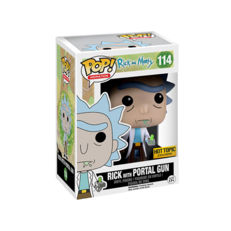 Rick with Portal Gun Funko Pop! #114 Hot Topic Exclusive stock photo in-box from Rick and Morty