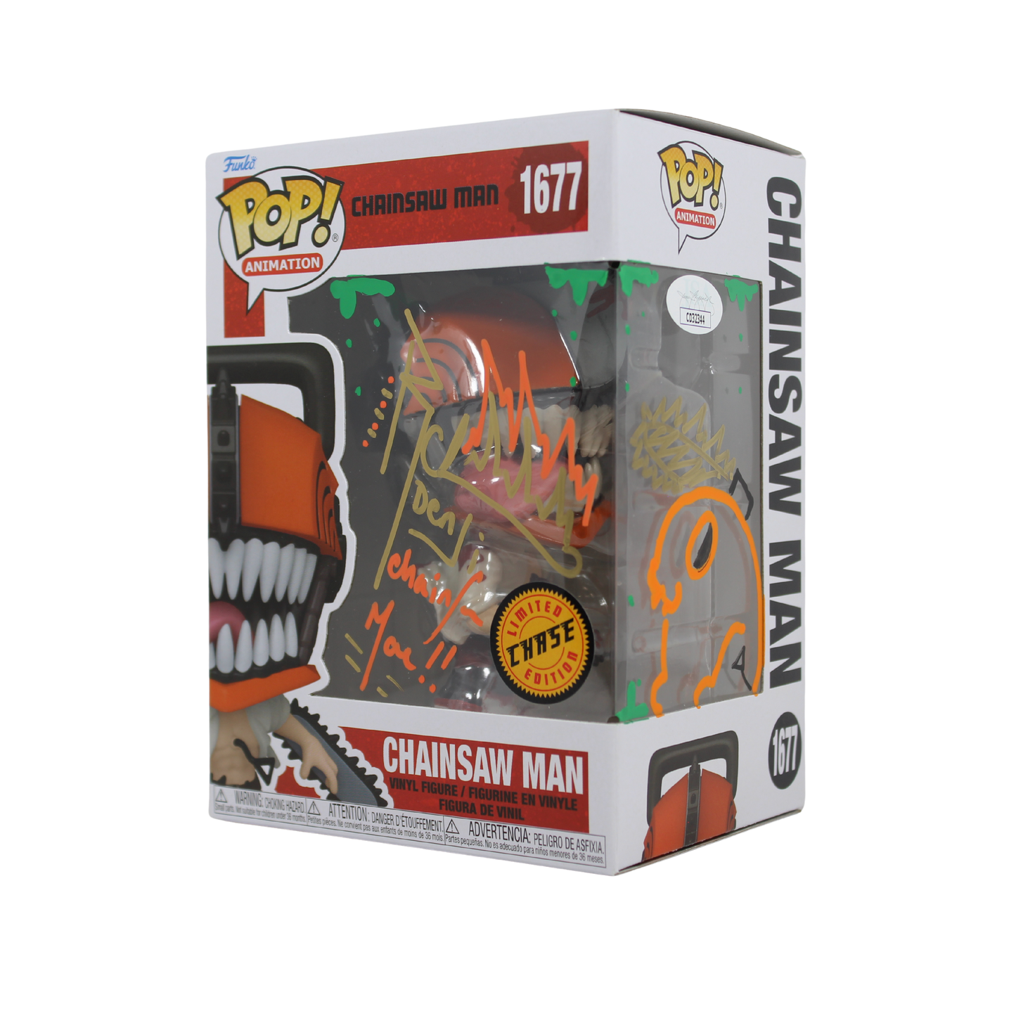 Ryan Colt Levy Signed Chainsaw Man Chase Funko Pop Figure Corner Angle
