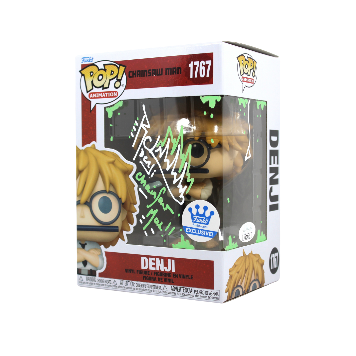 Ryan Colt Levy Signed Chainsaw Man Denji Funko Exclusive Funko Pop Figure Corner Angle