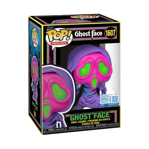 Ghost Face Funko Pop! #1607 Black Light Entertainment Earth Exclusive stock photo in-box Scream