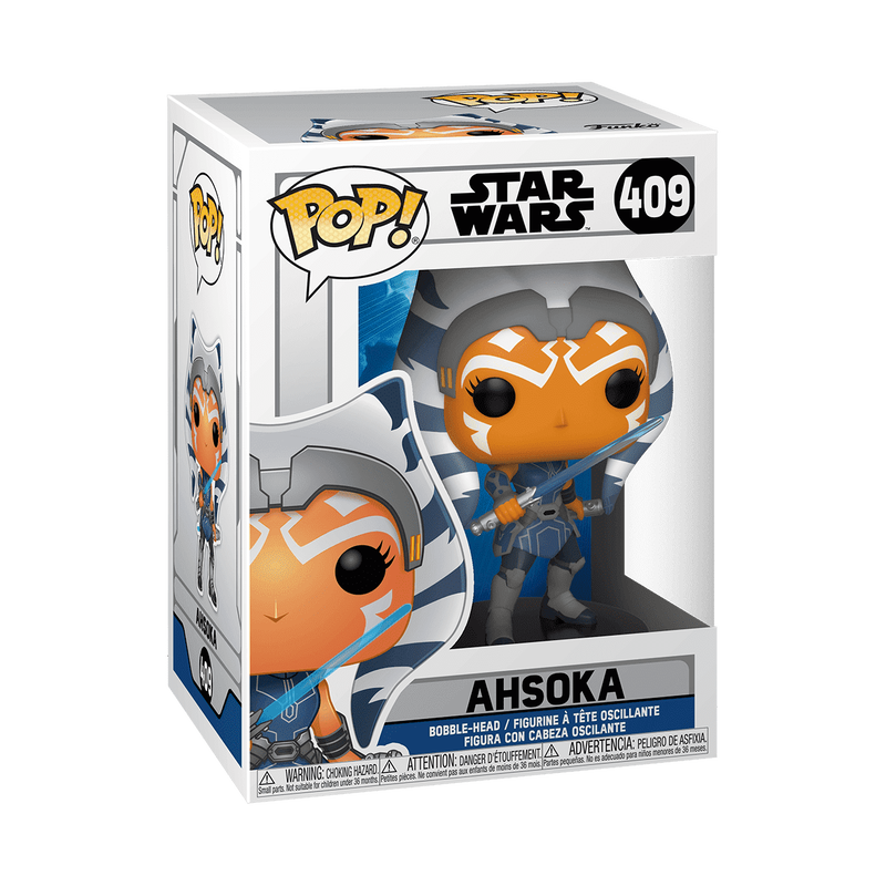 Ahsoka with Two Lightsabers Funko Pop! #409 stock photo in-box from Star Wars
