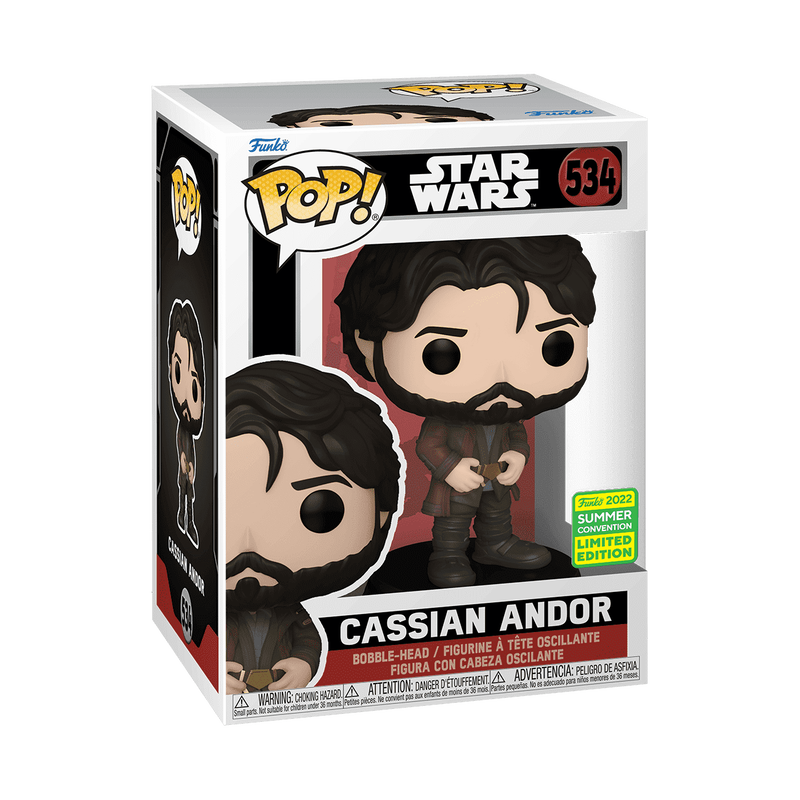 Cassian Andor Funko Pop! #534 SDCC 2022 Shared Exclusive stock photo in-box from Star Wars
