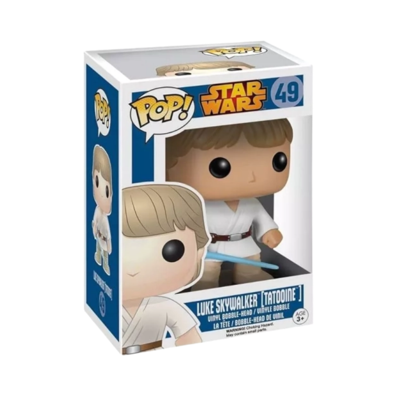 Luke Skywalker Tatooine Funko Pop! #49 stock photo in-box from Star Wars