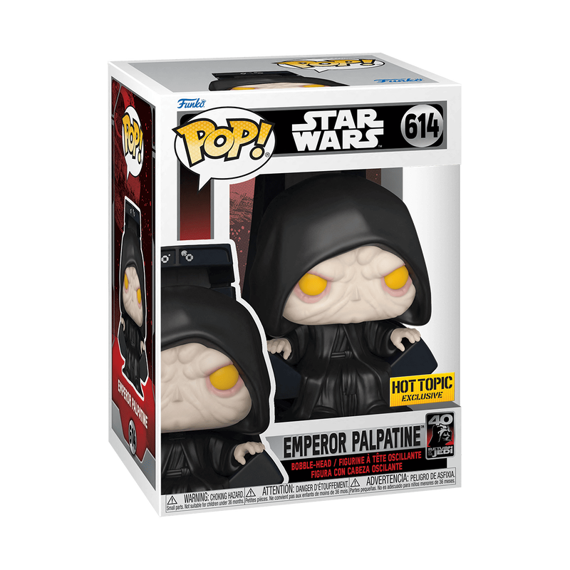 Emperor Palpatine on Throne Funko Pop! #614 Hot Topic Exclusive stock photo in-box from Star Wars: Return of the Jedi 40th
