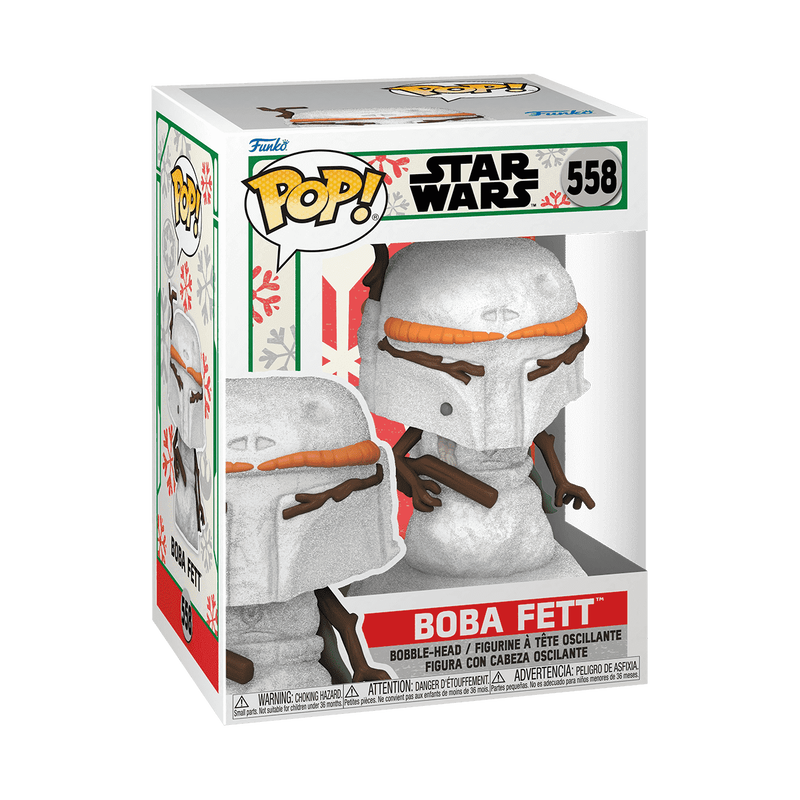 Snowman Boba Fett Funko Pop! #558 stock photo in-box from Star Wars