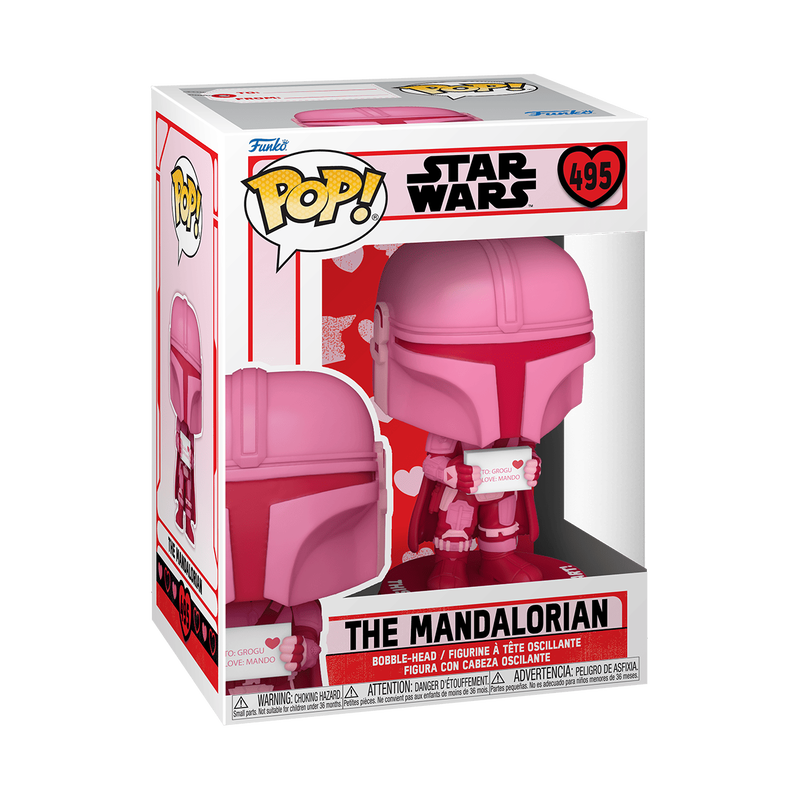 The Mandalorian Funko Pop! #495 Valentine’s Day stock photo in-box from Star Wars