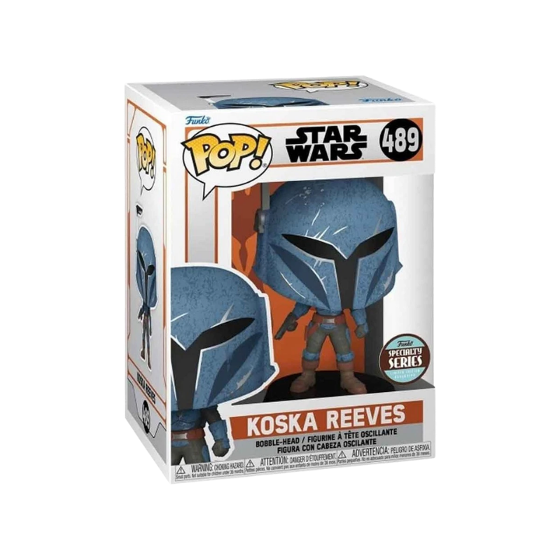 Koska Reeves Funko Pop! #489 Specialty Series stock photo in-box from Star Wars: The Mandalorian