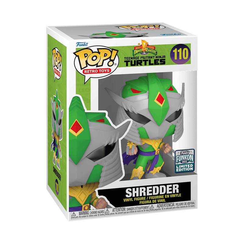 Shredder as Mighty Morphin Power Ranger Funko Pop! #110 FunKon Limited Edition 2022 stock photo in-box