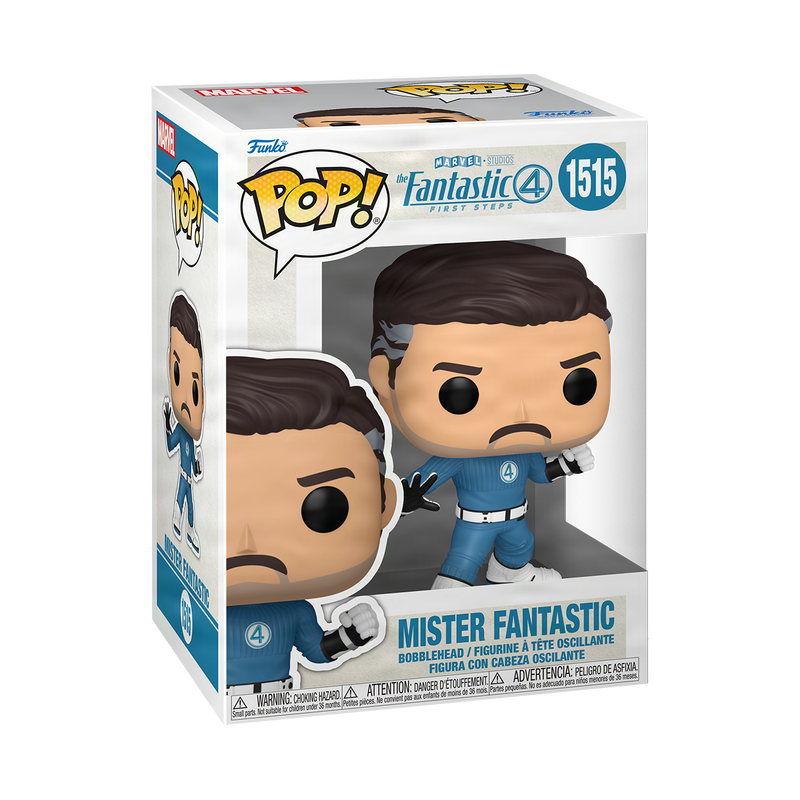 Mister Fantastic Funko Pop! #1515 stock photo in-box from The Fantastic Four: First Steps
