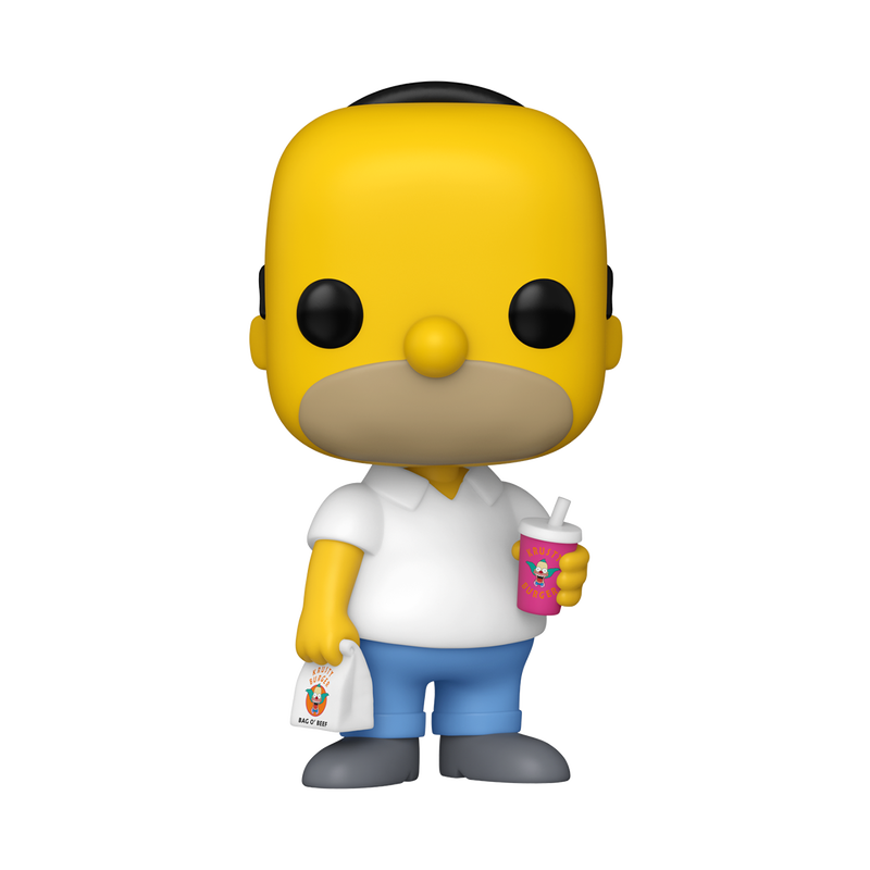 The Simpsons Homer Funko Pop Figure Holding Krusty Burger Bag and Drink