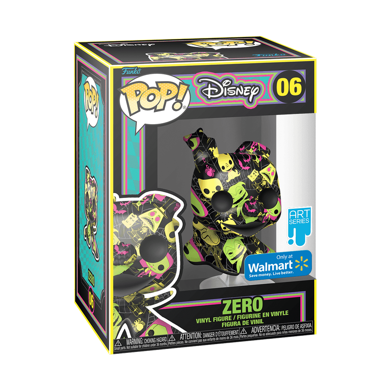 Zero Art Series Funko Pop! #06 Black Light Walmart Exclusive stock photo in-box from Disney The Nightmare Before Christmas