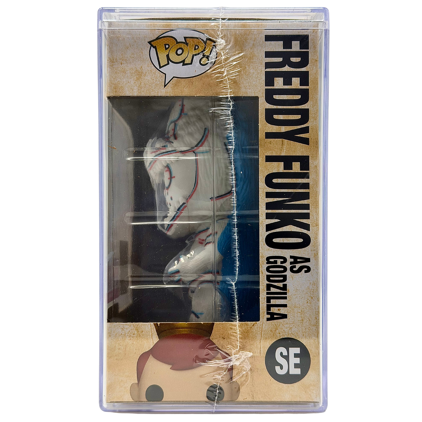 Right-side in-box view of Freddy Funko as Godzilla SE Legendary Limited Edition 1,150 PCS from Godzilla and Funko Fundays 2026
