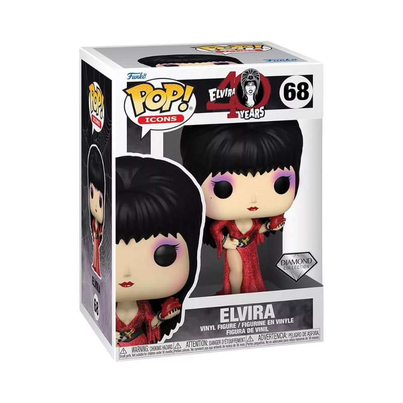 Elvira Funko Pop! #68 Diamond Collection stock photo in box figure from Elvira 40 Years