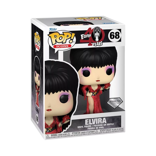 Elvira Funko Pop! #68 Diamond Collection stock photo in box figure from Elvira 40 Years