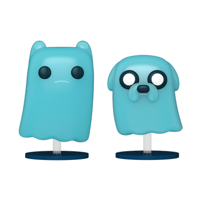 Stock photo of Adventure Time Funko Pop! Finn and Jake Glow In The Dark Funko Exclusive 2-Pack out of box.