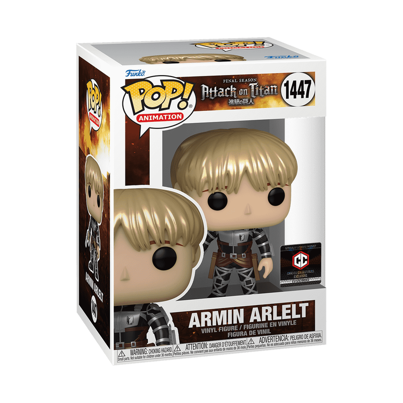 Armin Arlert Funko Pop! #1447 Chalice Collectibles Pre-Release Exclusive stock photo in-box from Attack on Titan