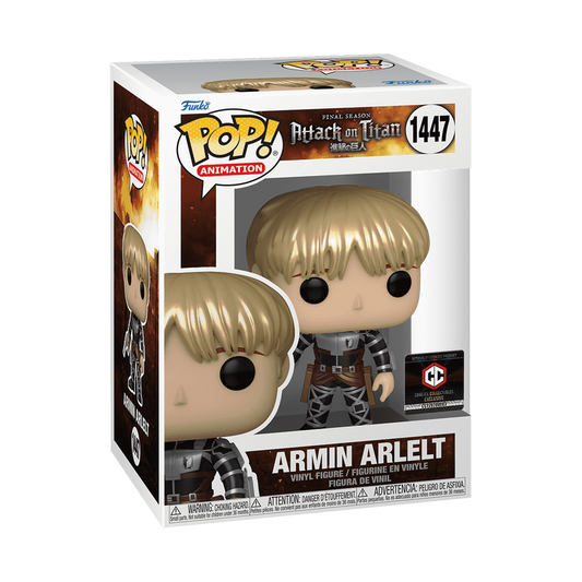 Armin Arlert Funko Pop! #1447 Chalice Collectibles Pre-Release Exclusive stock photo in-box from Attack on Titan