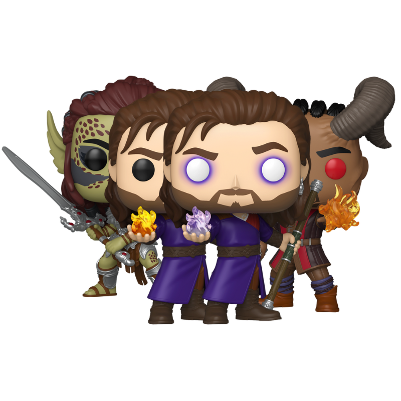 Baldur’s Gate 3 Funko Pop set with Lae’zel #1147, Wyll #1148, and Gale #1146 common and glow chase figures out of box