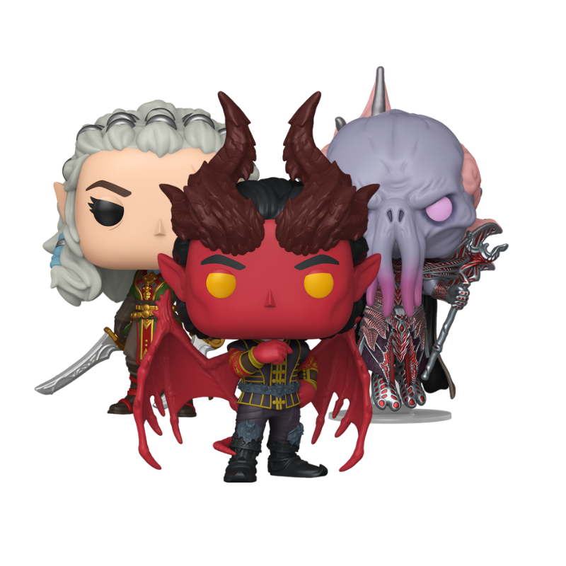 Jaheira Raphael Cambion Devil and The Emperor Funko Pop! #1187 #1188 #1189 stock photo out-of-box Baldur's Gate 3  
