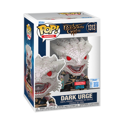 Stock photo of Baldur's Gate III Funko Pop! Dark Urge #1313 Funko Exclusive NYCC 2026 shared-sticker edition in box.