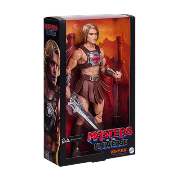 Barbie Masters of the Universe He-Man Doll stock photo in-box front angle