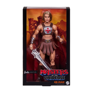 Barbie Masters of the Universe He-Man Doll stock photo in-box front view
