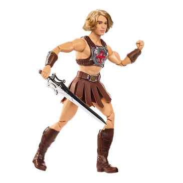 Barbie Masters of the Universe He-Man Doll stock photo out-of-box in battle pose