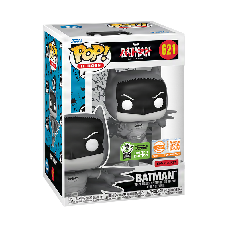 Batman Bat Manga Black and White Funko Pop! #621 Emerald City Comic Con Exclusive 500 Pieces stock photo in-box from Batman