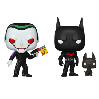 Batman Terry McGinnis with Ace and The Joker Funko Pop! #627 #628 stock photo out-of-box from Batman Beyond