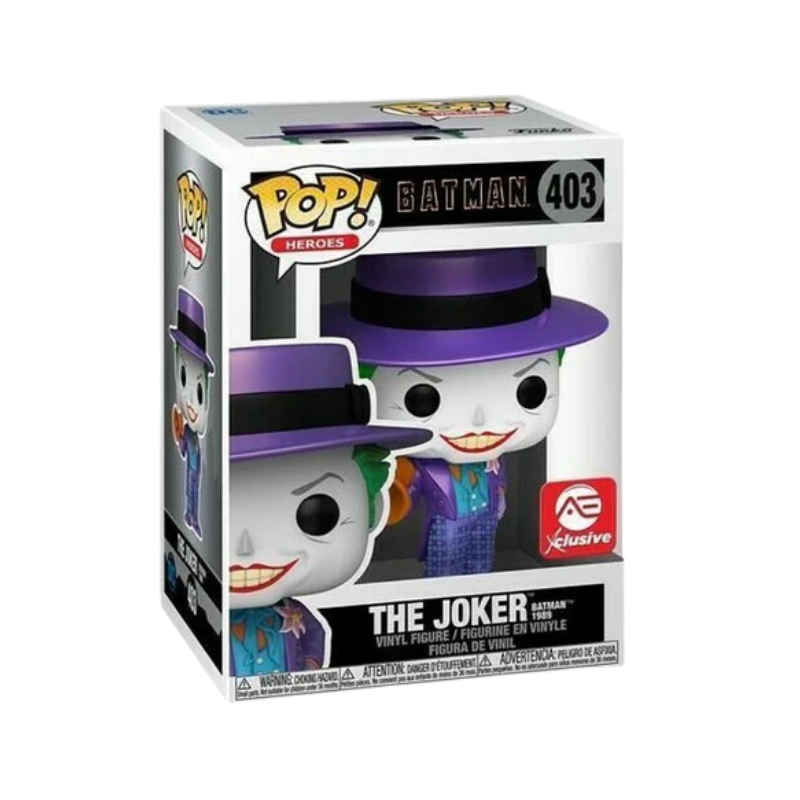 The Joker Batman 1989 Funko Pop! #403 AE Exclusive stock photo in-box from Batman
