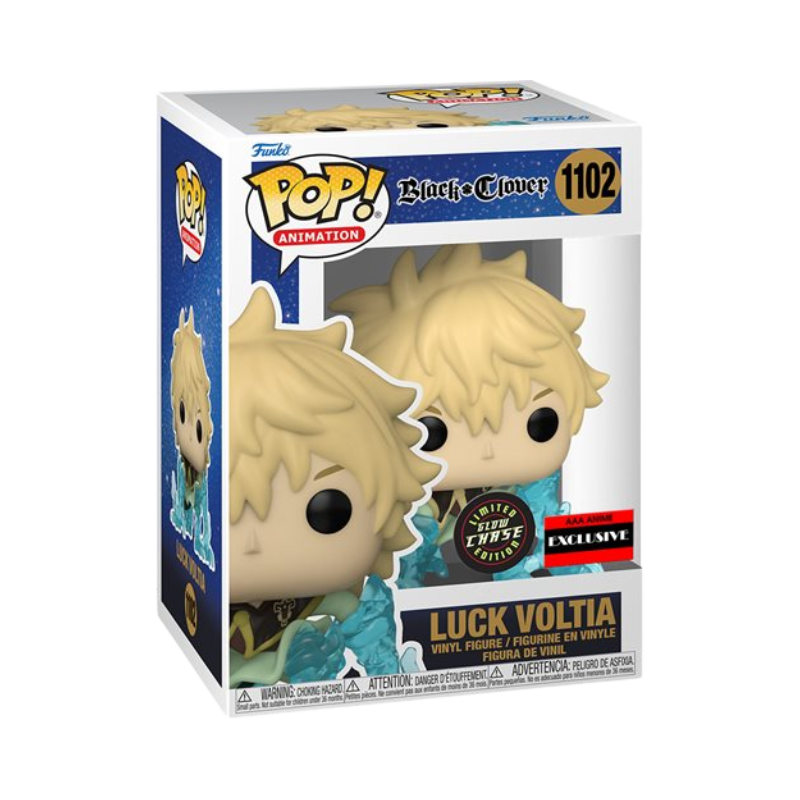 Luck Voltia Funko Pop! #1102 AAA Anime Exclusive Glow Chase in box packaging from Black Clover