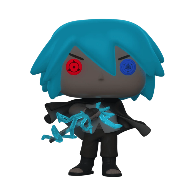 Sasuke with Chidori Katana Funko Pop! #1040 Glow Chase Chalice Collectibles Exclusive stock photo glowing in the dark from Boruto: Naruto Next Generations
