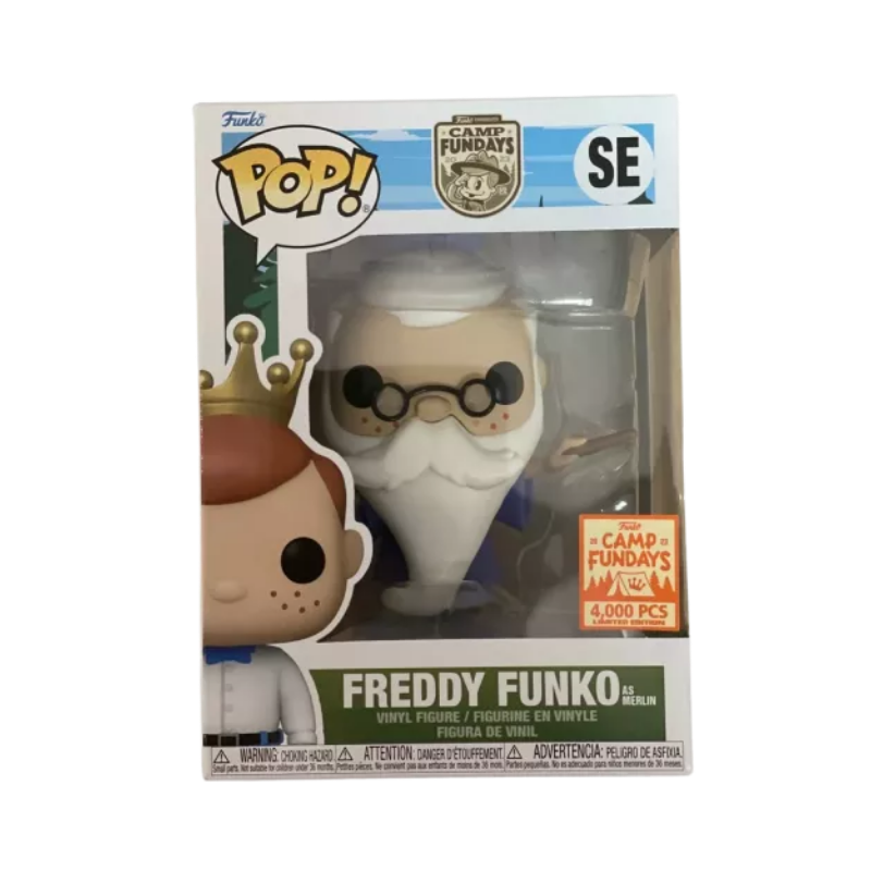 Freddy Funko as Merlin Funko Pop! Camp Fundays 2023 Limited Edition 4000 Pieces stock photo in-box