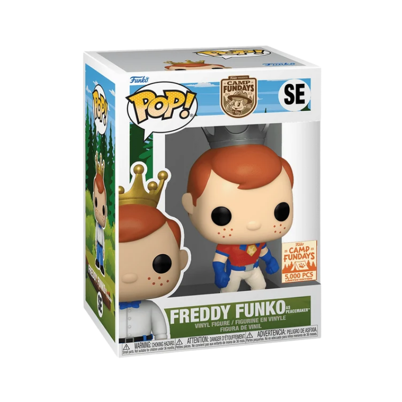 Freddy Funko as Peacemaker Funko Pop! SE Limited Edition 5000 Pieces stock photo in-box from Camp Fundays 2023