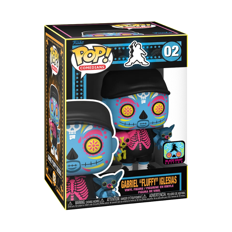 Gabriel Fluffy Iglesias Funko Pop! #2 Black Light stock photo in-box from Pop! Comedians