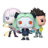 David Martinez Lucy with Monowire and Rebecca Funko Pop! #2413 #2414 #2415 stock photo out-of-box from Cyberpunk Edgerunners