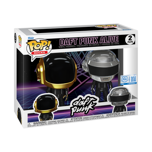 Daft Punk Alive 2-Pack Exclusive Funko Pop! stock photo in-box featuring Thomas Bangalter and Guy-Manuel de Homem-Christo