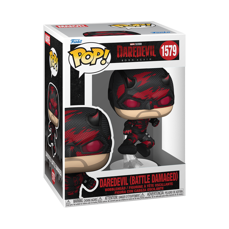 Daredevil Funko Pop! #1579 Battle Damaged stock photo in-box from Daredevil: Born Again
